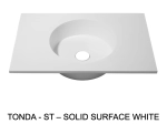 Plan vasque, bassin circulaire ⦰ 31 cm, sur mesure, Largeur 50 à 200 cm x Profondeur 40 à 60 cm, résine minérale de couleurs, Finition lisse mate, Livraison Offerte et Rapide.